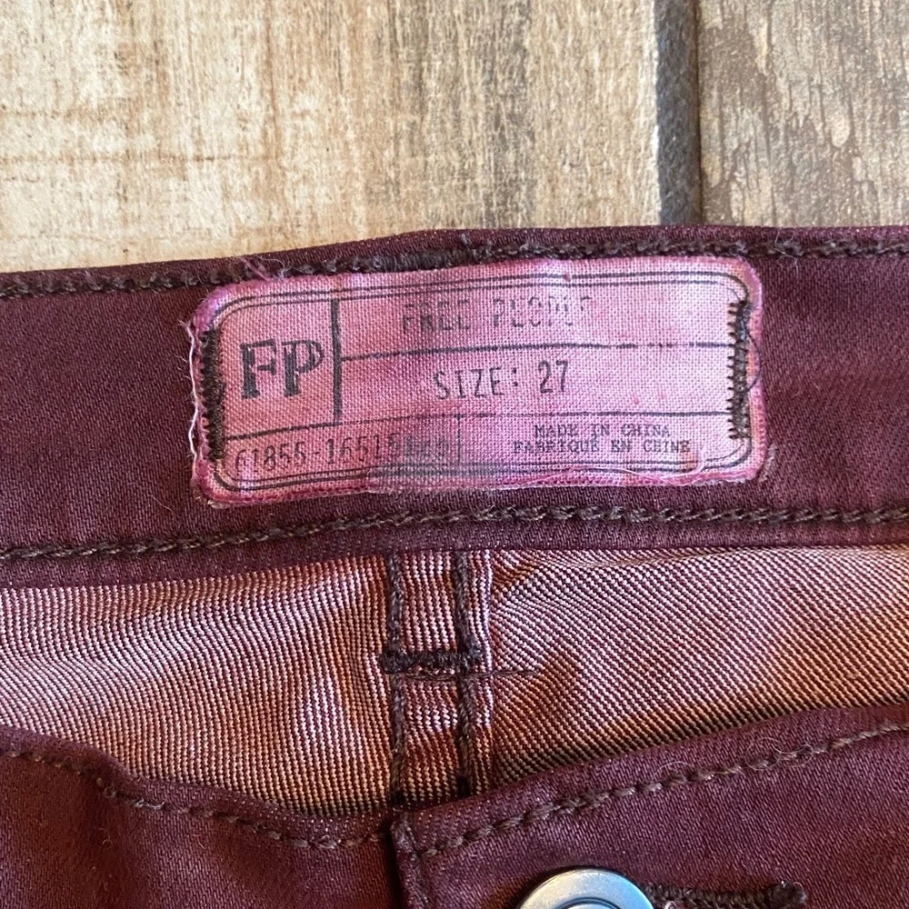 Free People Deep Burgundy Skinny Jeans - Picture 2 of 12